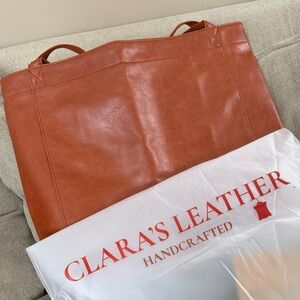 Large Clara’s Leather Tote Bag in Burnt Orange